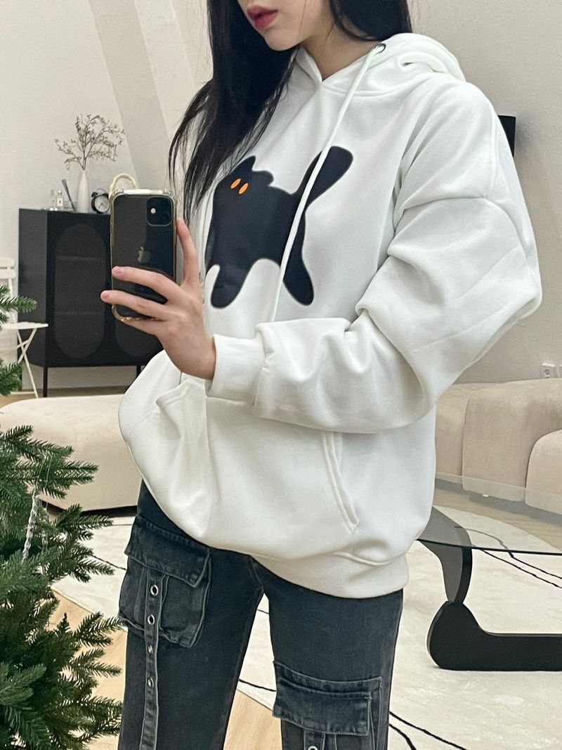 Black cat hood T