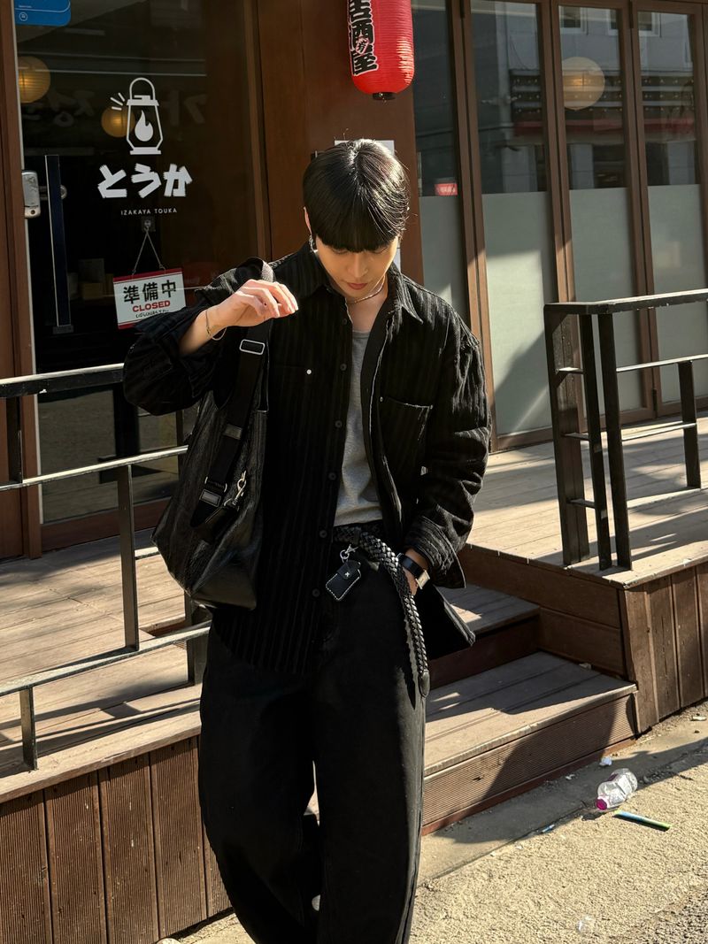 Black coated denim pants