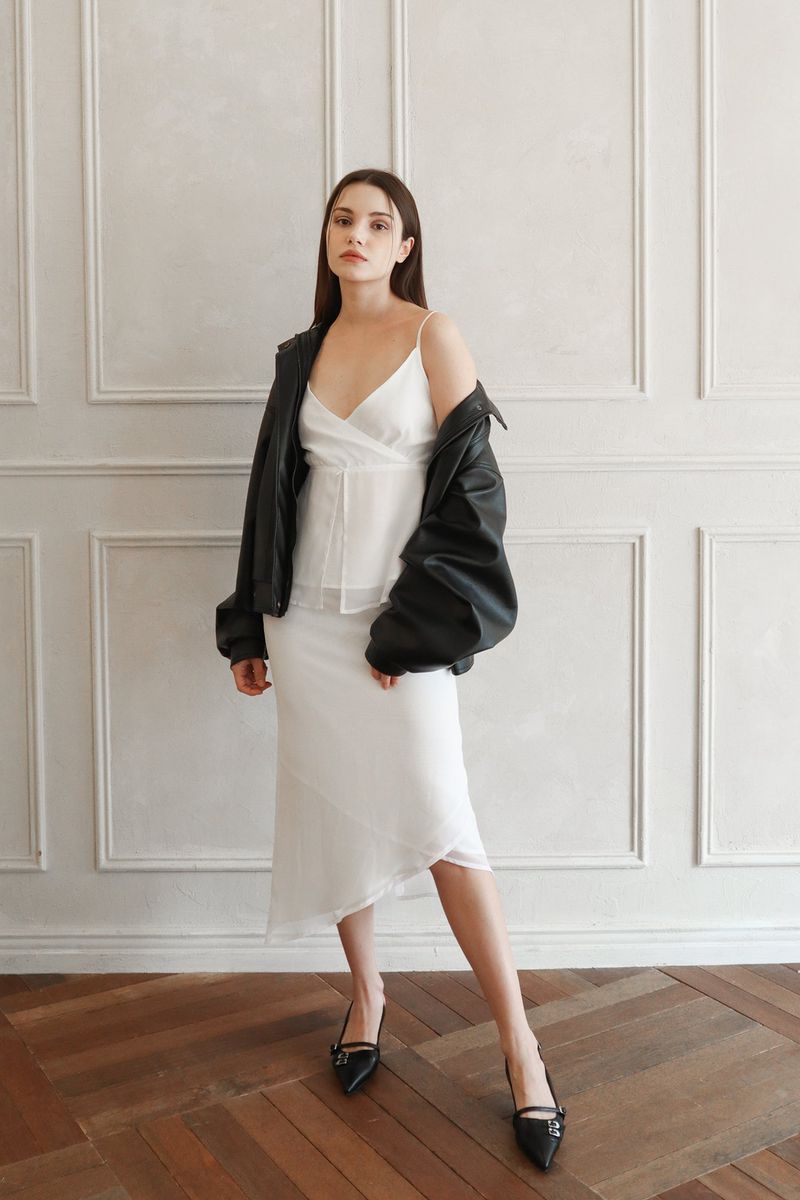 Lisha wrap long skirt (white)