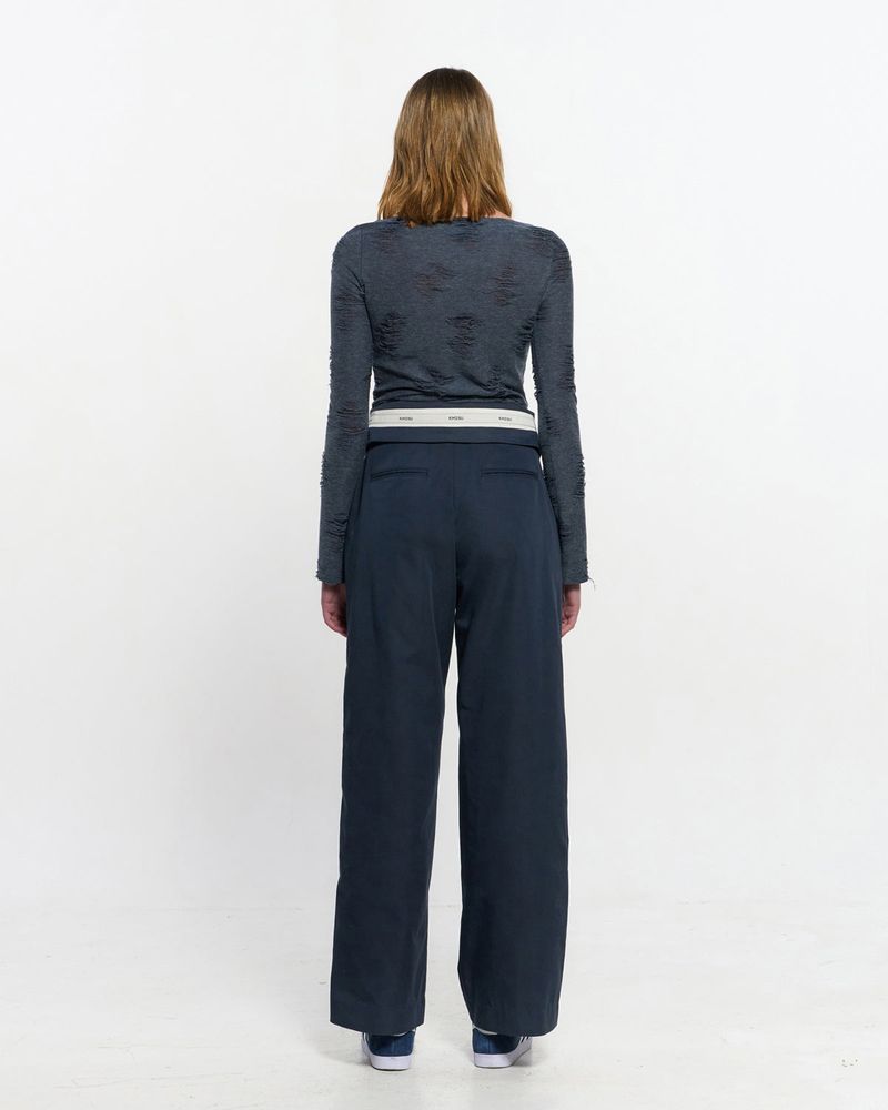 Fold Over Wide Slacks _ NAVY