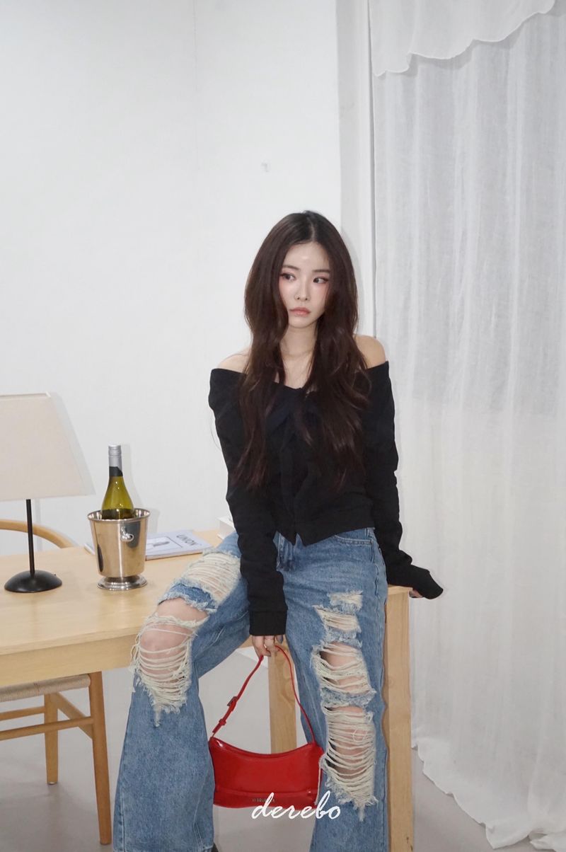 Vintage open wide denim pants