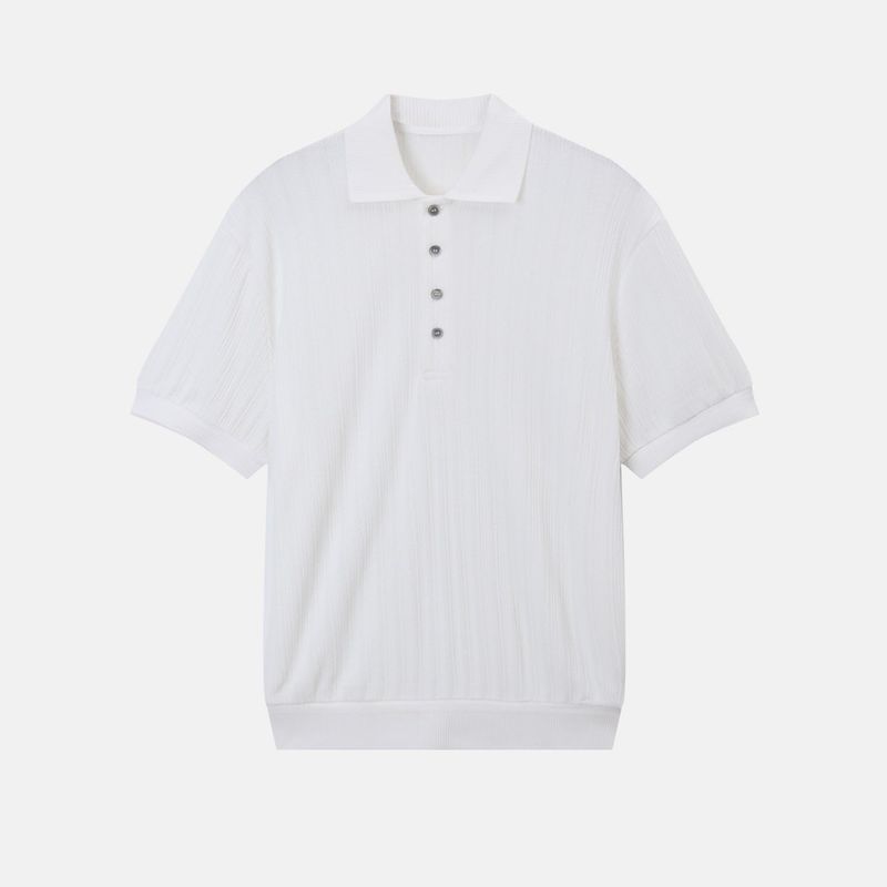 Texture collar knitwear short-sleeve