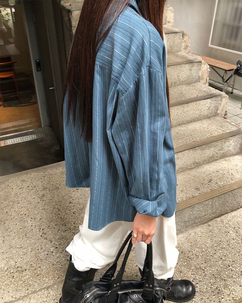 [ORIGINAL] Ain Stripe Oversized Shirt