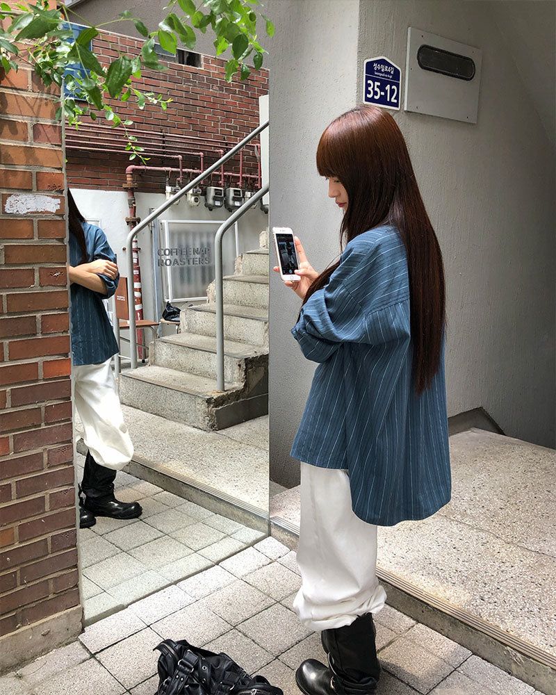 [ORIGINAL] Ain Stripe Oversized Shirt