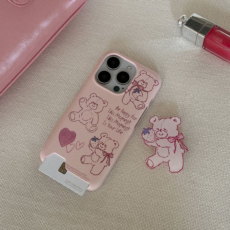 [Mademoment] fluffy strawberry bear acrylic smart tok