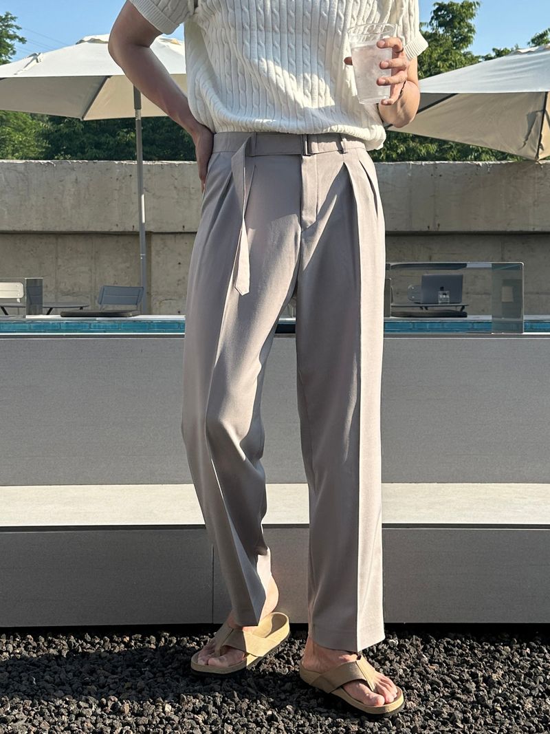 lemenne（ルメンヌ）の「リボンワイドフィットベルトスラックス（パンツ）」