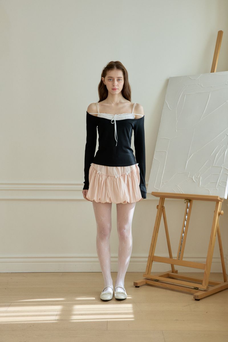 BALLET RIBBON LAYERED T-SHIRT