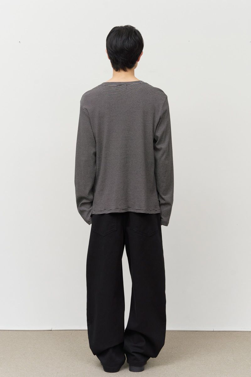 Neck Stud Striped Longsleeve