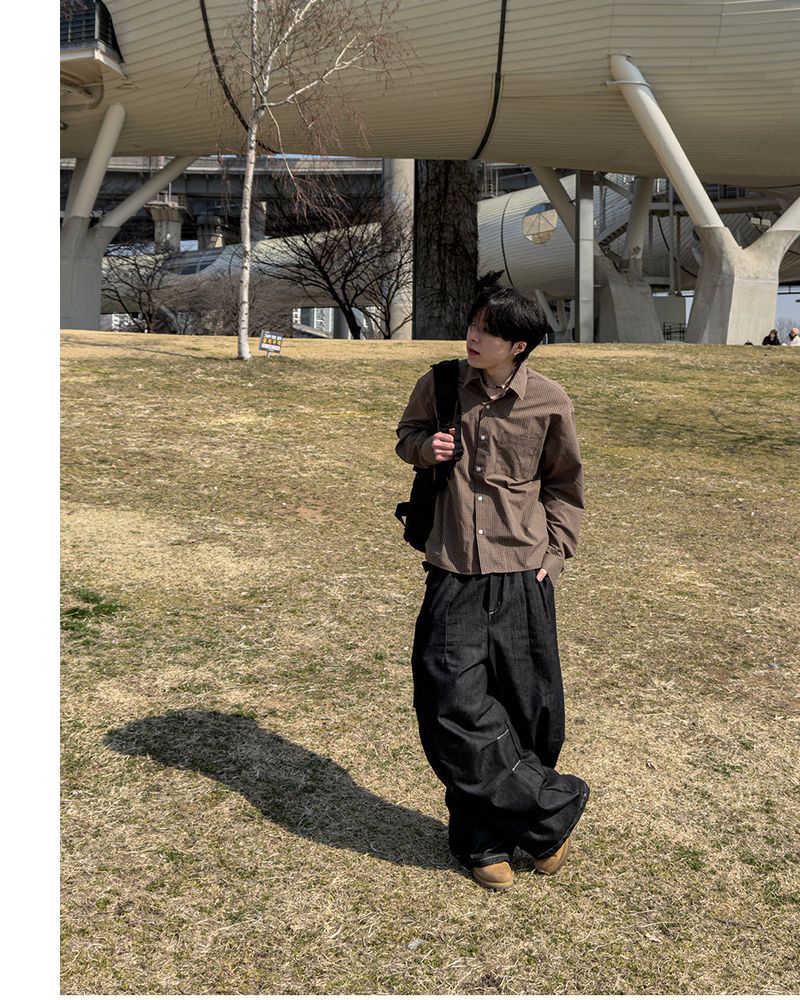 Neric Mini Check Cropped Shirt