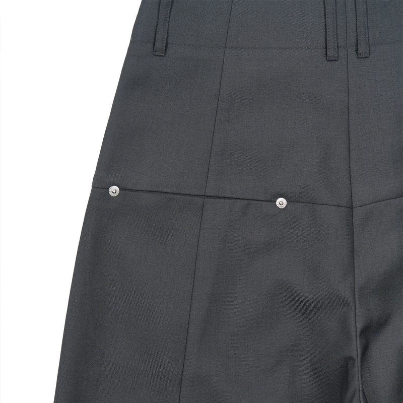 WAIST DETAIL TWO-TUCK WIDE SLACKS (GRAY)