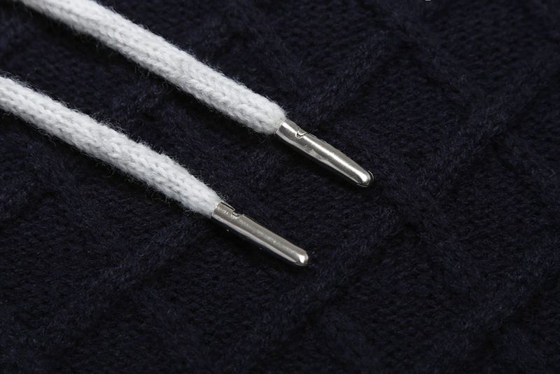 STRIPE RIB KNIT HOODIE_LIGHT GREY