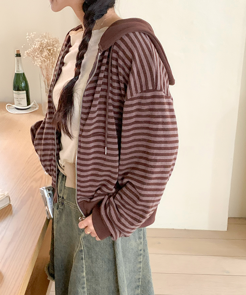 Holic Dangora Knitwear Hooded Zip-Up
