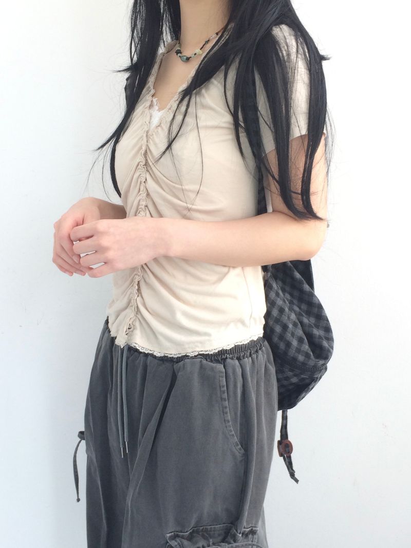 washing ribbon pocket cargo pants