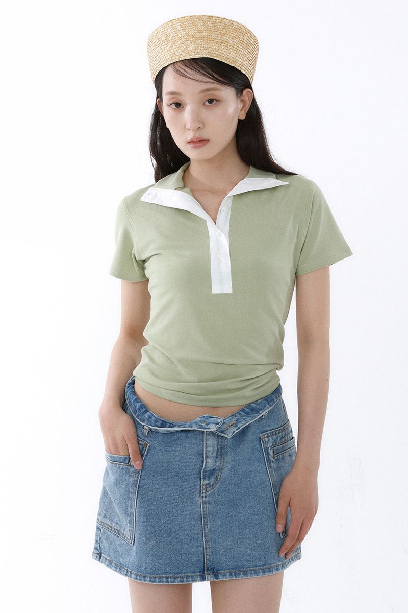 Loventina（ラヴェンティナ）の「SOFT TENCEL HIGH-NECK TOP_SMOKE GREEN（Tops）」