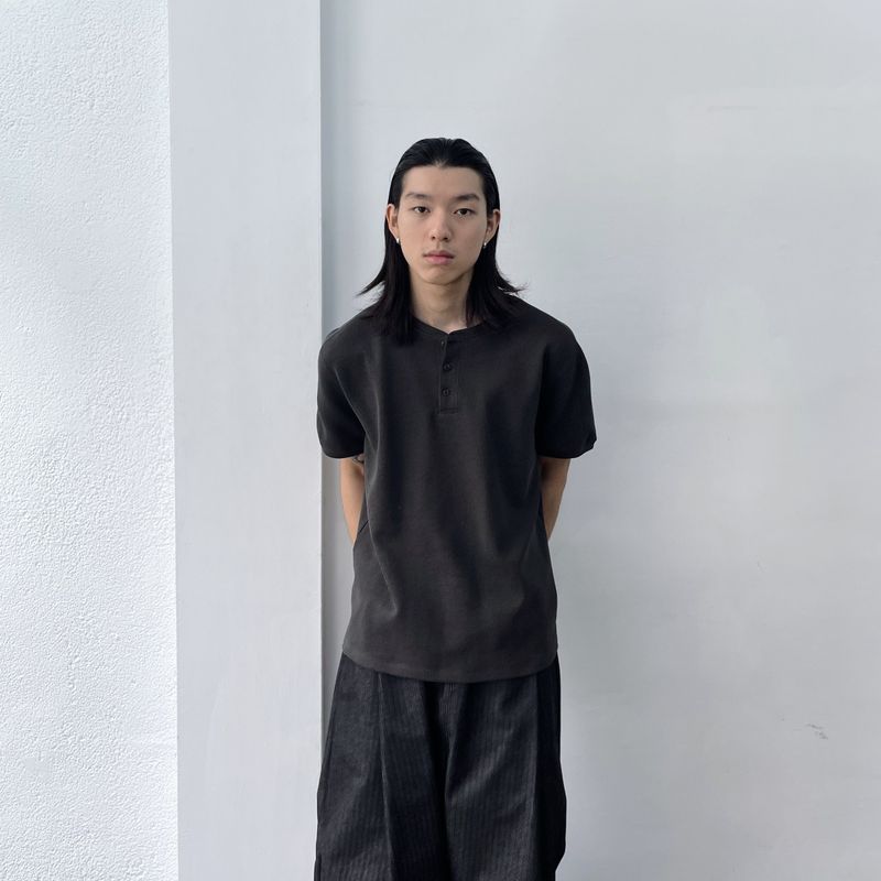 Waffle Henley Relaxed Tee
