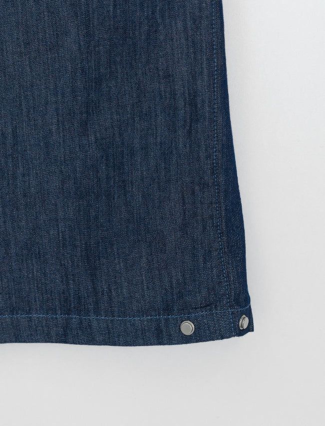 Maroon Side Button Wide Denim Pants