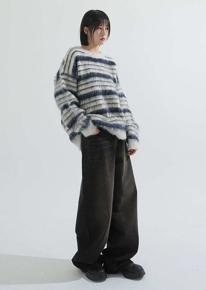 Maison washing wide denim pants