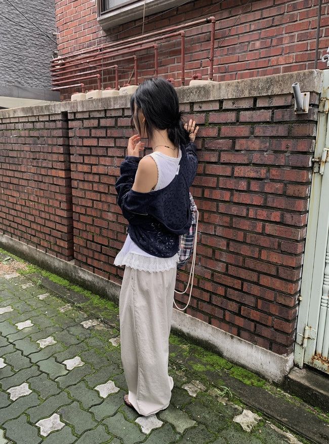 Linef Lace Summer Semi-Crop Hood Zip-Up