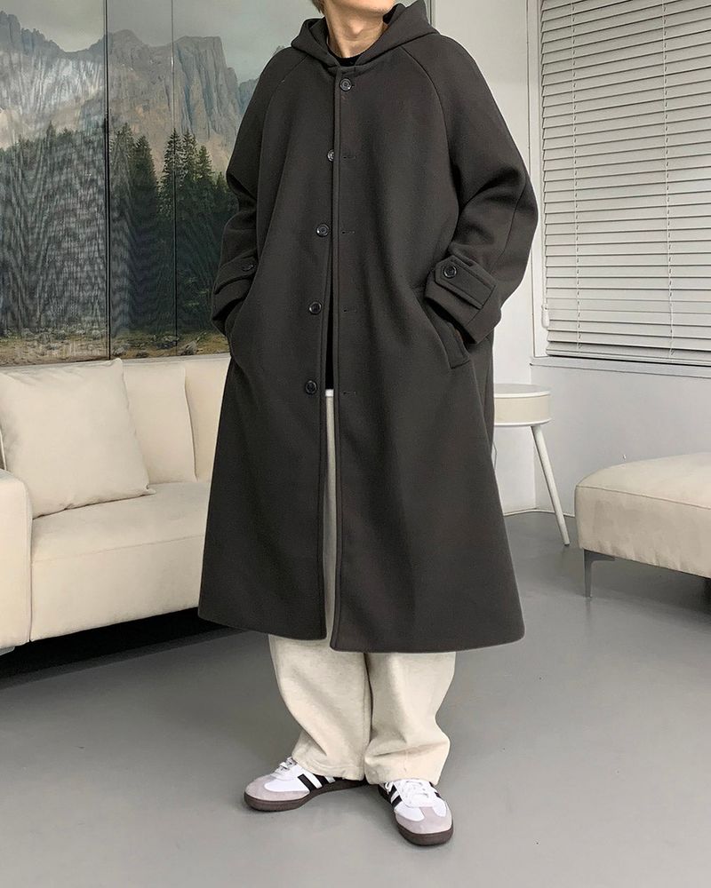 AZ Long Wool Hooded Coat (3 colors)