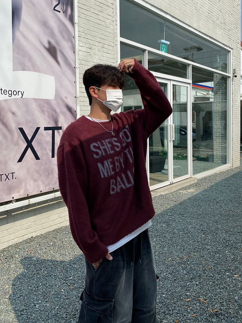 Easy Wool Lettering Knitwear (4color)