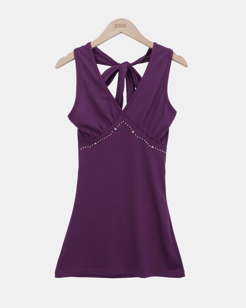 Hookin Studded Halter Neck Sleeveless Top