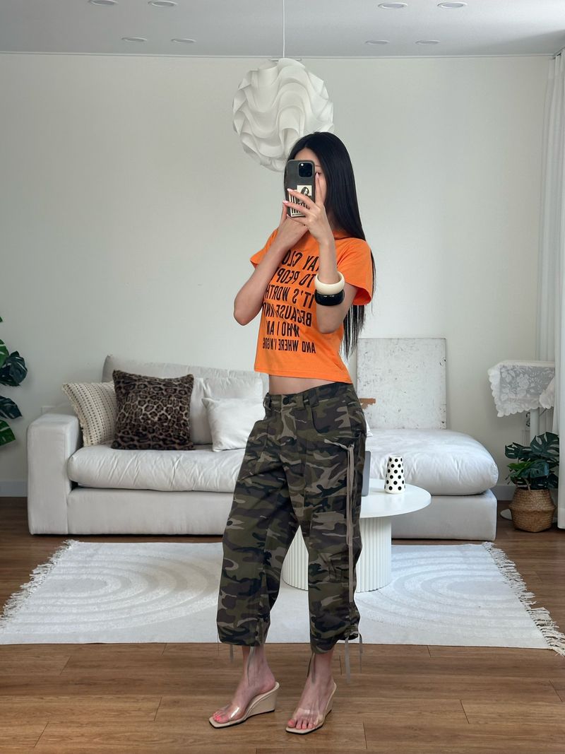 ribbon camo capri pants