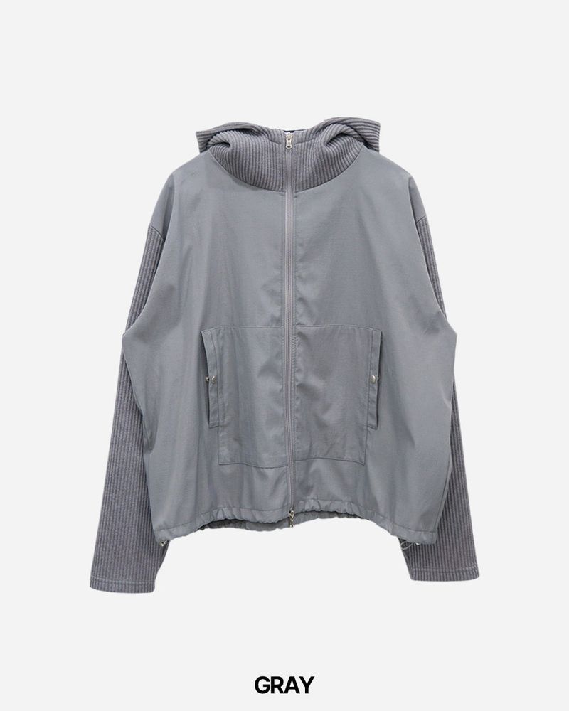 Contrast Highneck Hood Zip-up