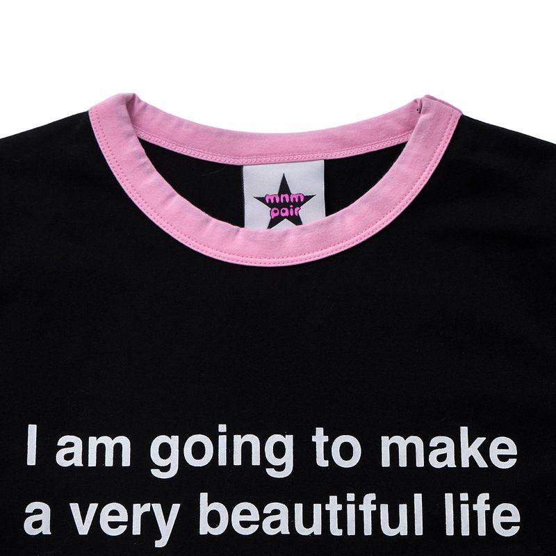 Beautiful Life Ringer Tee Black