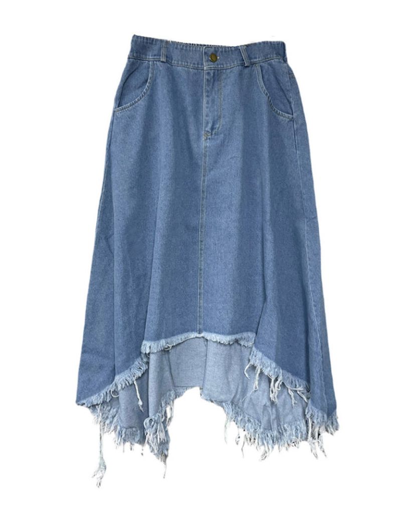 vintage jean damage long skirt