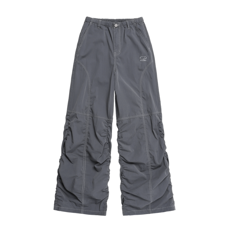 Diagonal cut Stitch Shirring Pants - 2COLOR