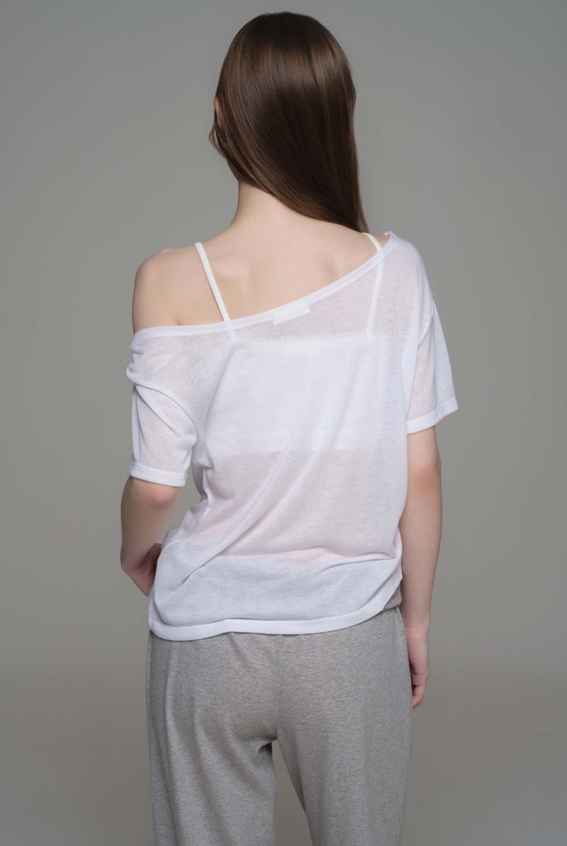 Powder sheer ribbon top, White
