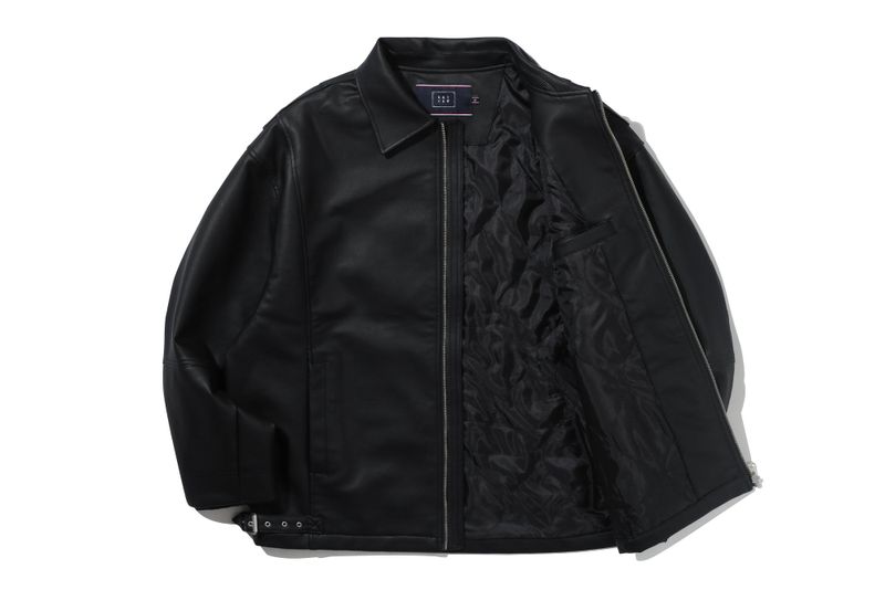 VEGAN LEATHER SINGLE JACKET_BLACK