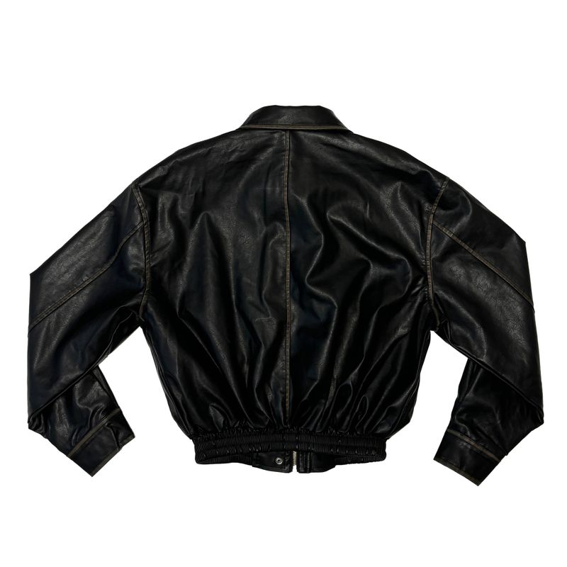 Fold leather jacket