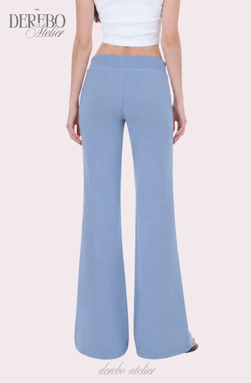 Blue Rose Semi-Flare Long Pants
