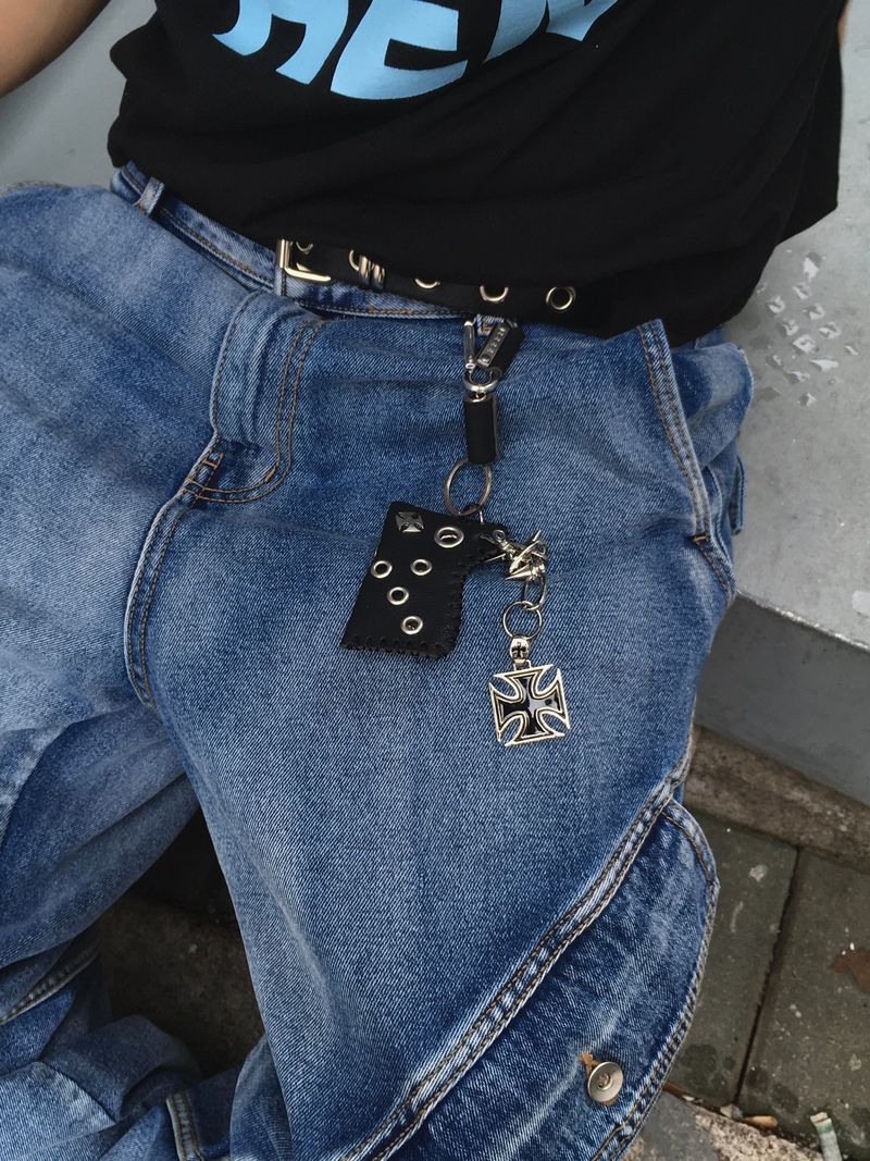 Leather Carabiner Key ring (BLACK)