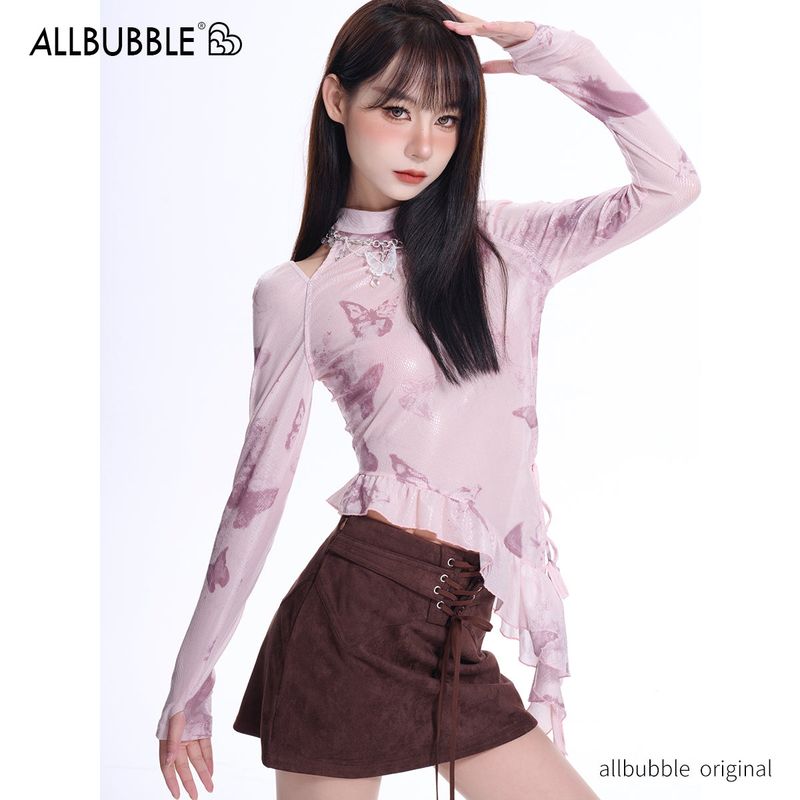 allbubble ピンクメッシュトップ