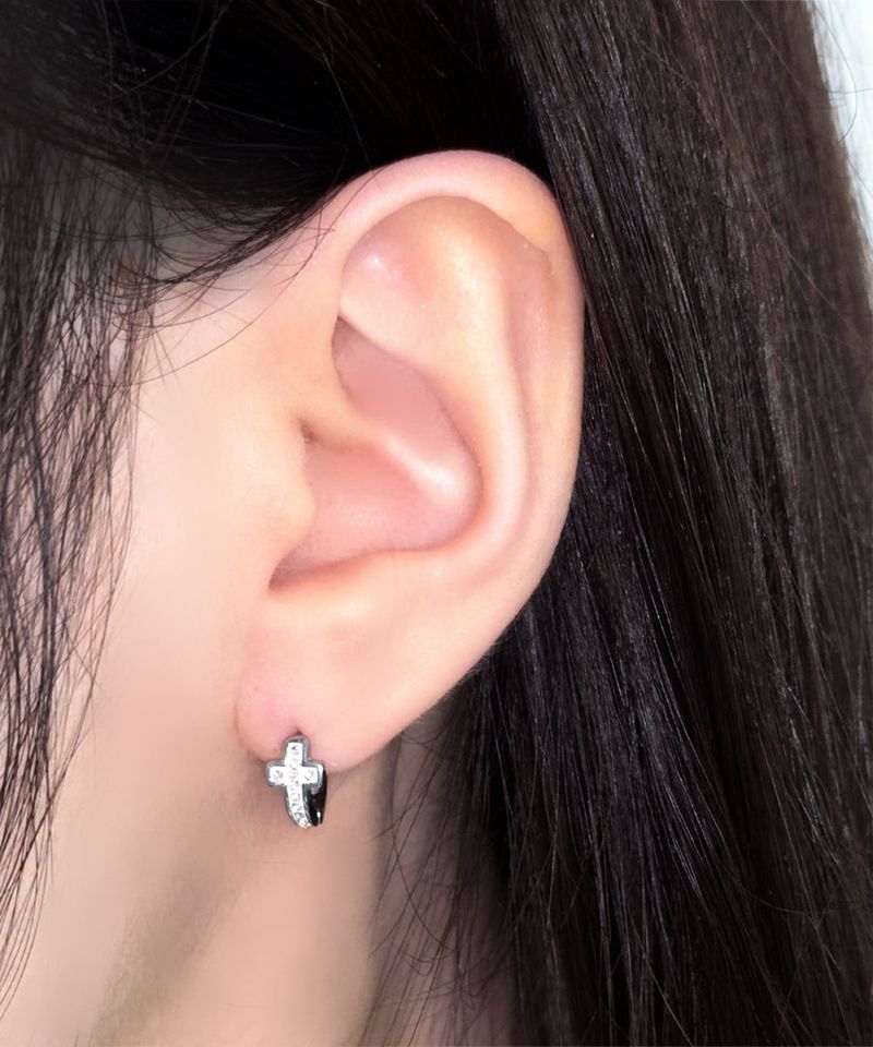 White Cross Cubic Earrings