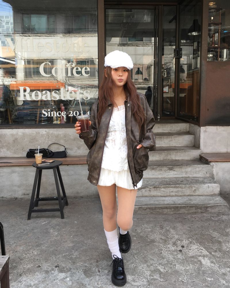 [Made] Rene leather jacket -brown