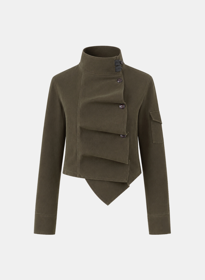 Evelyn Asymmetric Layered Military Jacket