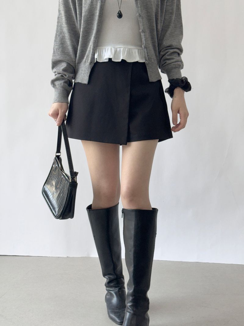 Vigent Wrap Elastic Waist Mini Skirt Pants