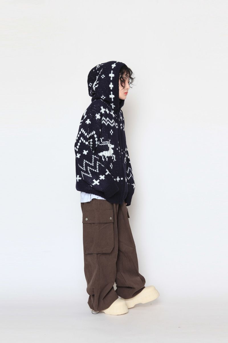 Nordic Knit Hood Zip-Up
