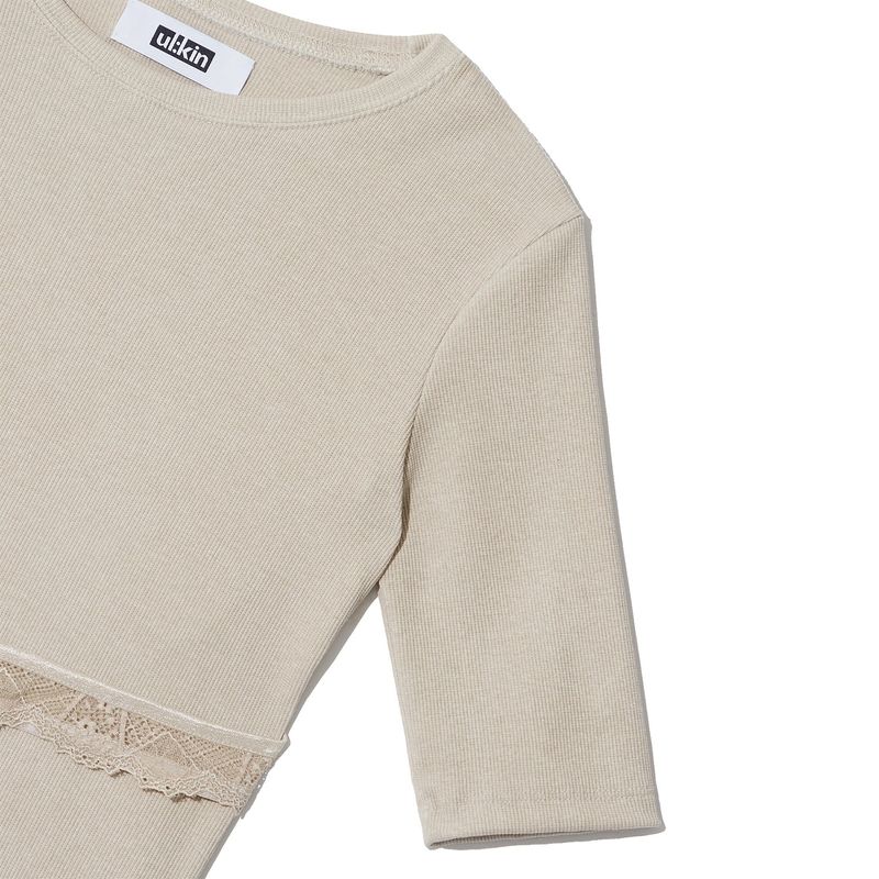 [ULKIN] Lace hook tight top_Beige