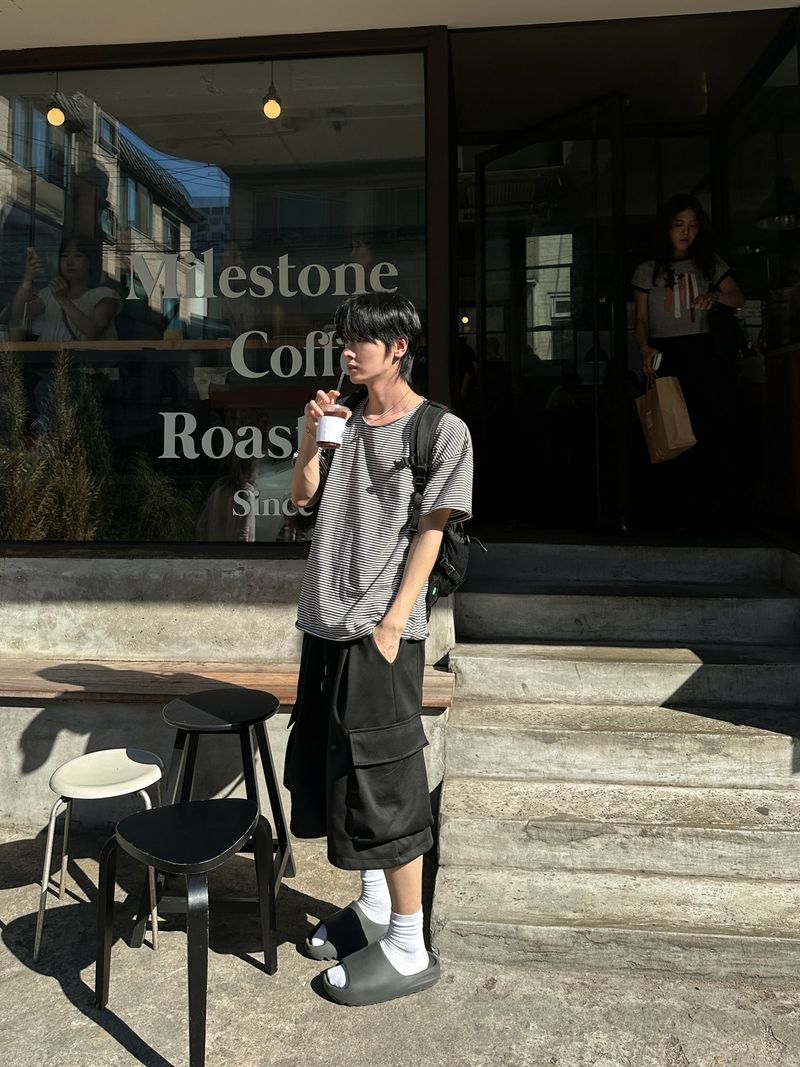 WHAT A LOOK（ワット ア ルック）の「Noah Stripe Loose Fit Short Sleeve T-Shirt（Tops）」