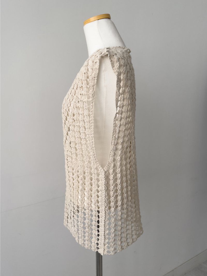 Popcorn Lace-up V-Neck Knit Vest