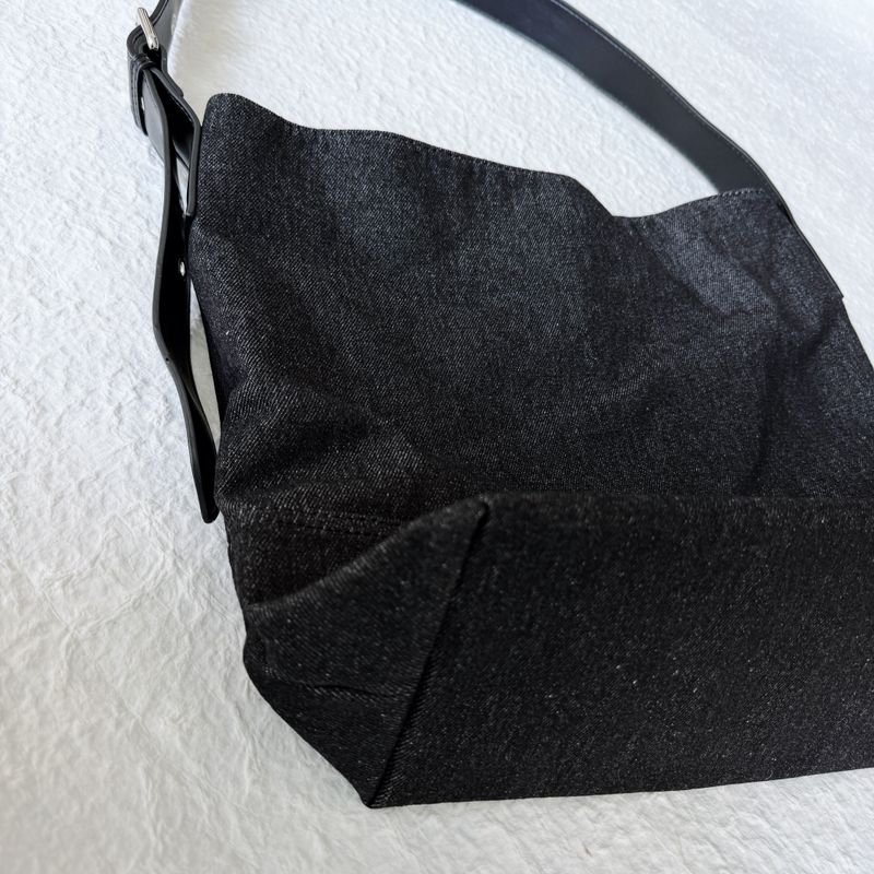 Black Denim Stud Shoulder Bag