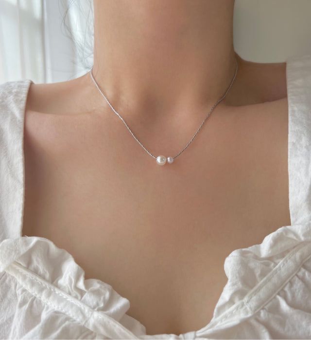 Acer rojo(アセルロジョ)の「loo Silver 925 Pearl Innocent Daily Short Wedding Guest Necklace(Accessories)」