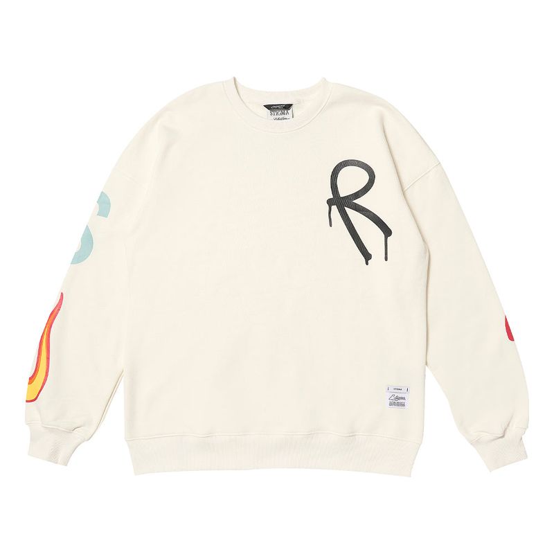 FIRE OVERSIZED CREWNECK BLACK / IVORY