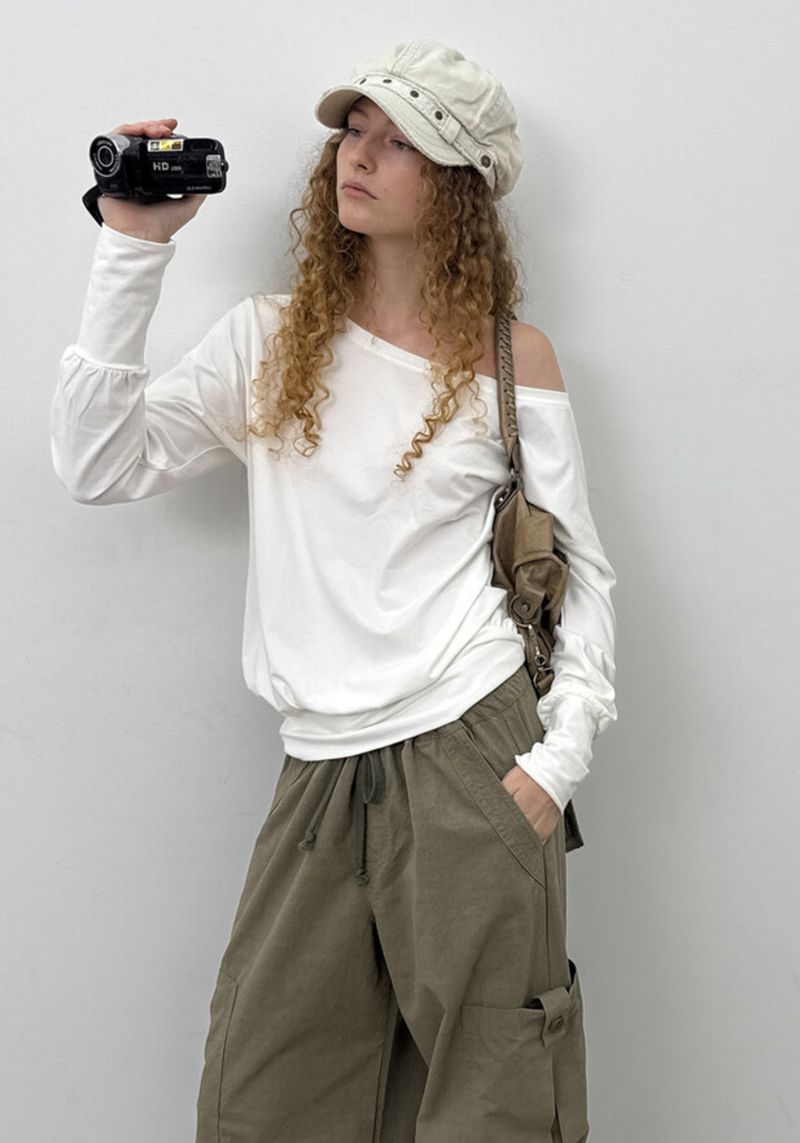 [MADE] Boril Batwing Off-Shoulder Long Sleeve Tee