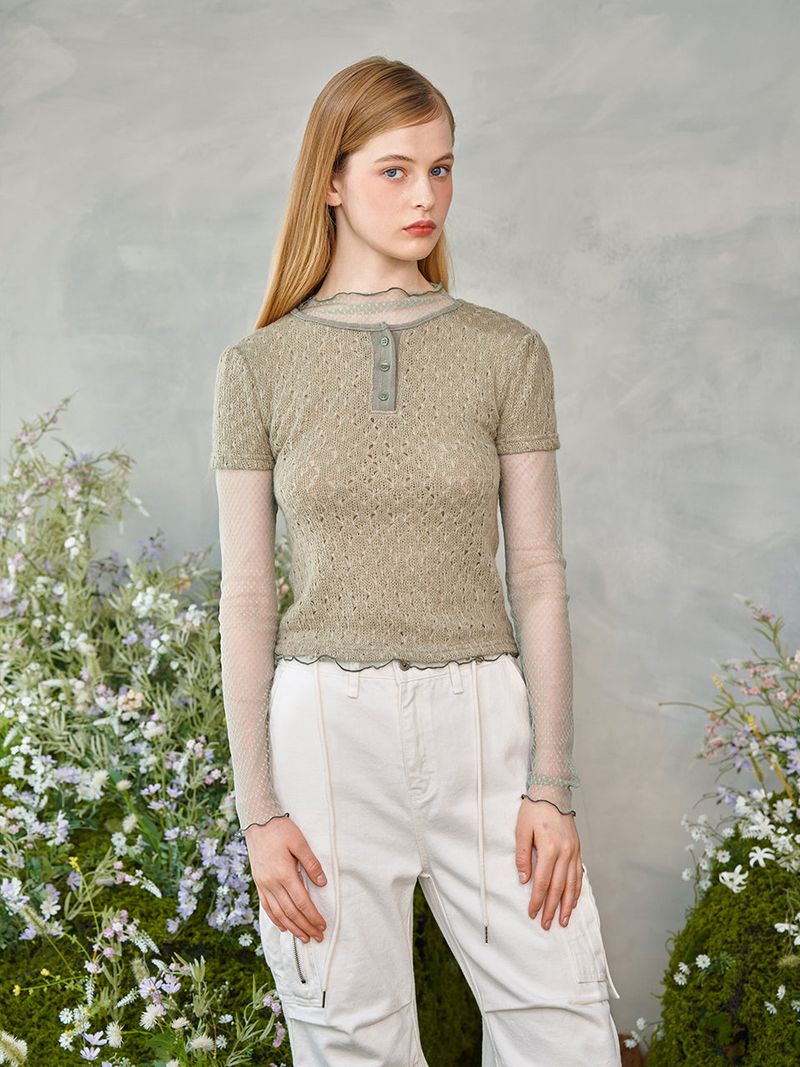 Punching Half Puffy Knit Set (2colors)