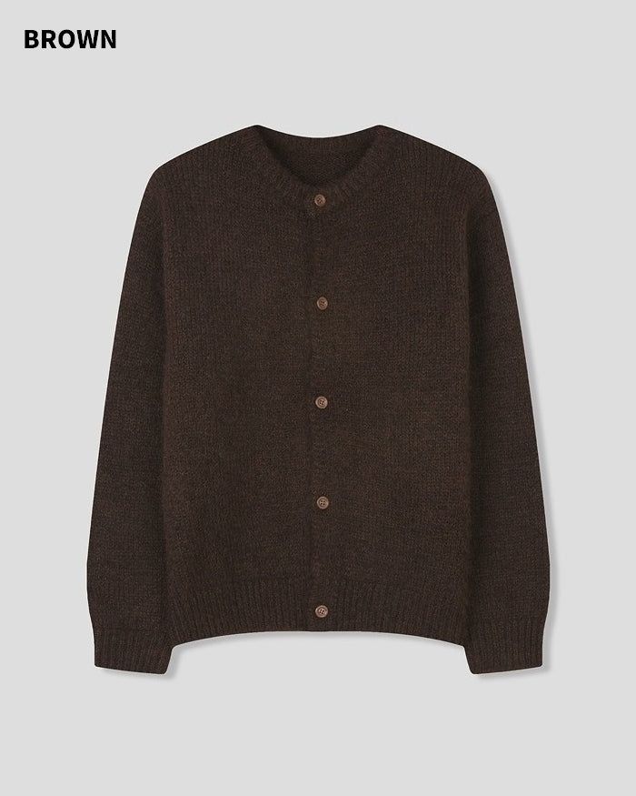 (UNISEX) Wool-mix Heavy Brush Knit Cardigan